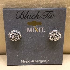 Black tie diamond earrings hypo allergenic